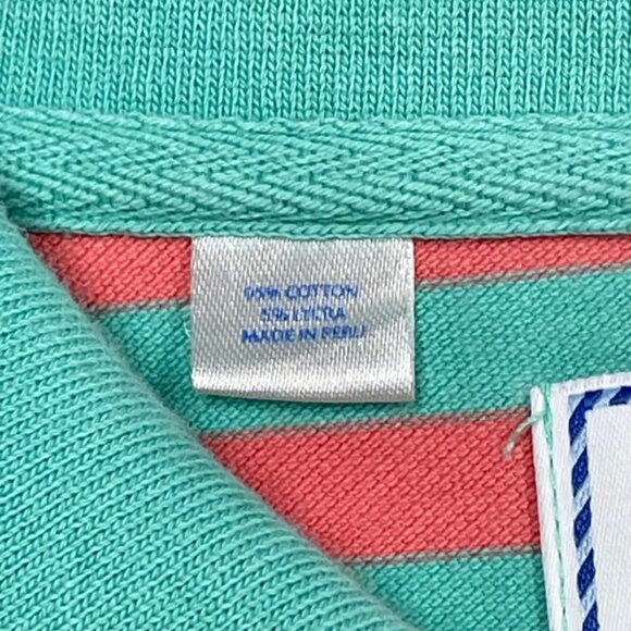 Southern Tide Men's Polo Shirt - Green & Pink Striped - Size L (40) - EUC - Picture 6 of 9